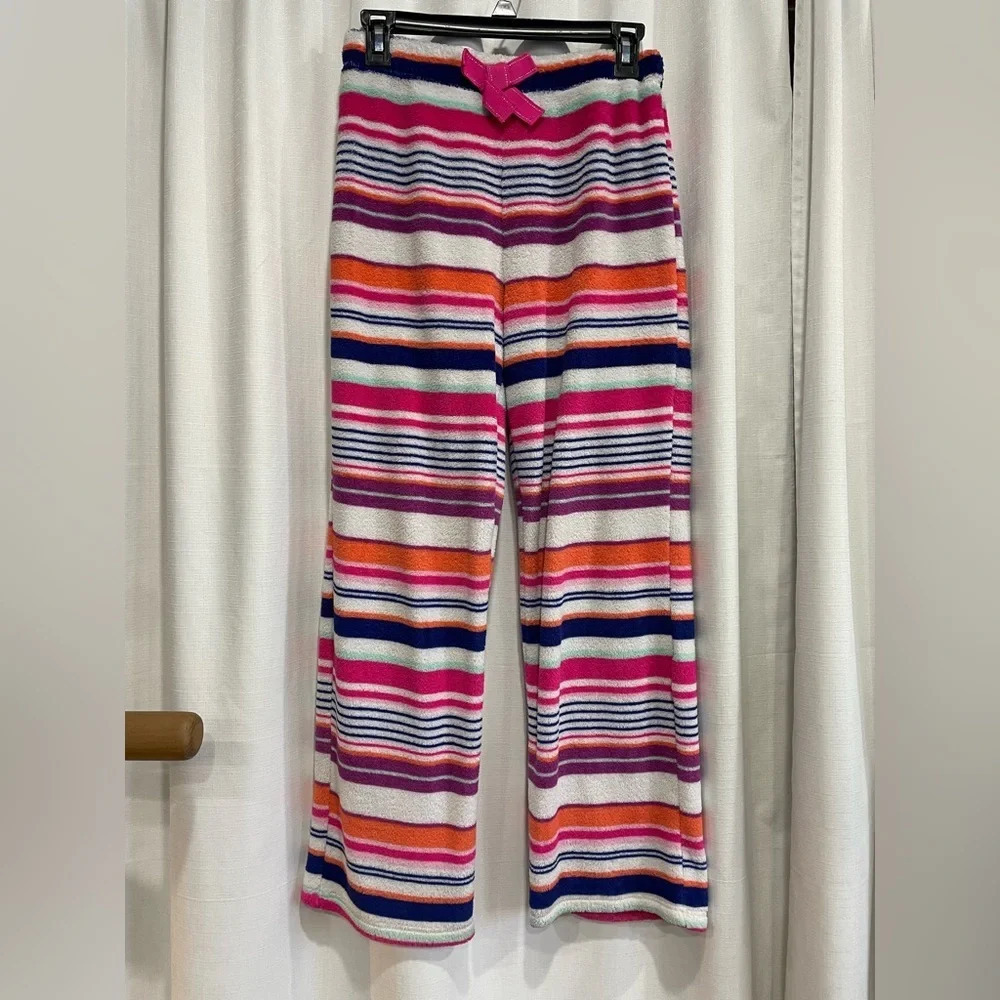 Kids Striped Pajama Bottoms Fuzzy Pants Xl 14-16 Xhilaration